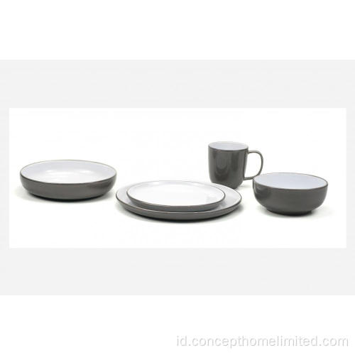 Set Dinner Stoneware Glazed Reaktif - Di Luar Abu -abu